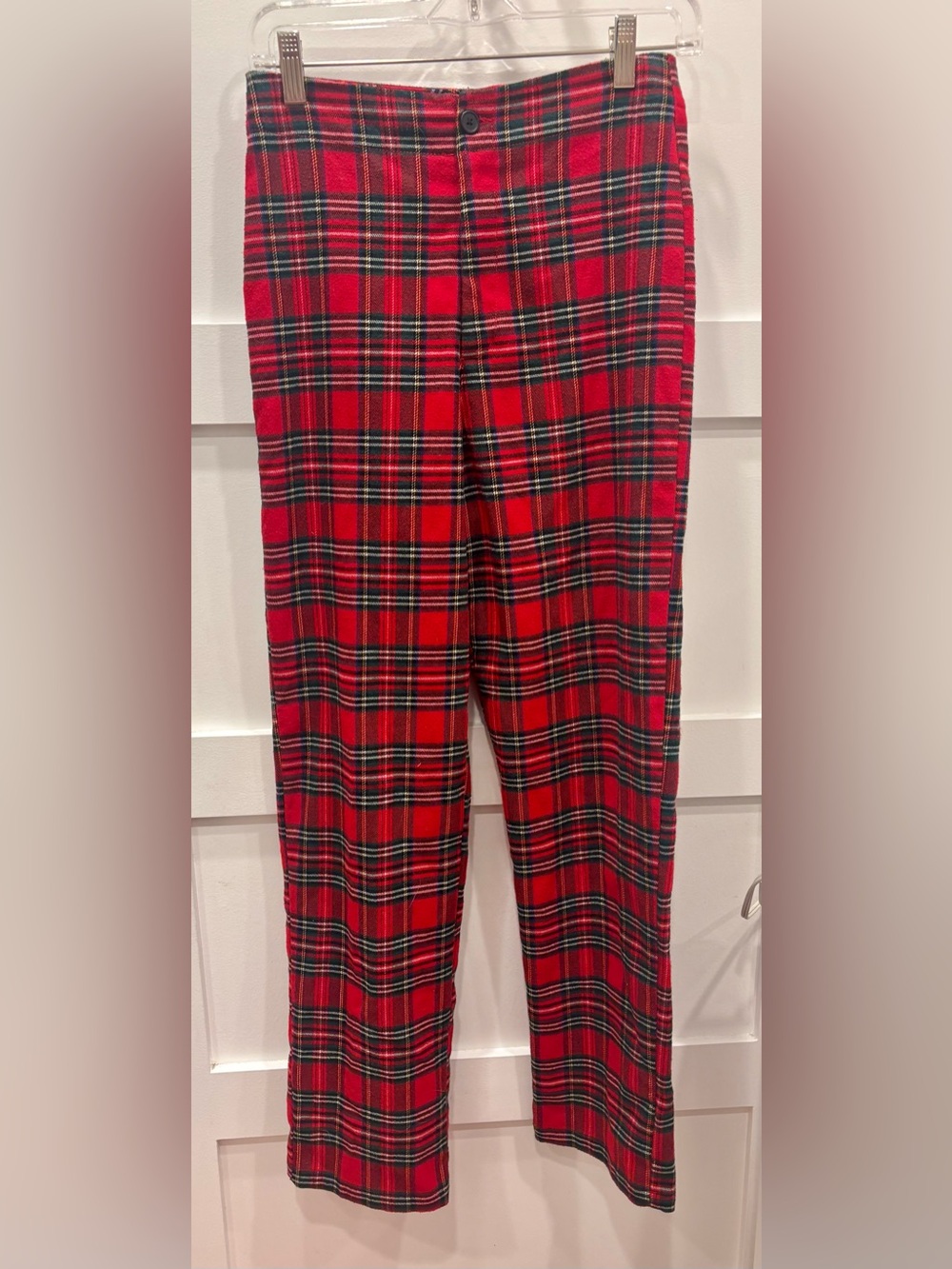J. Galt Red Plaid Straight-Leg Tartan Pants
